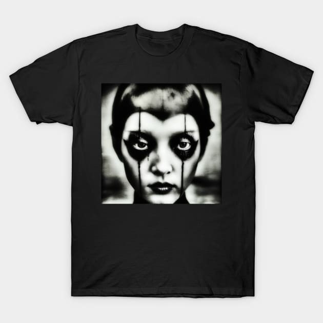 Japanese horror woman face, indie art T-Shirt by Ravenglow